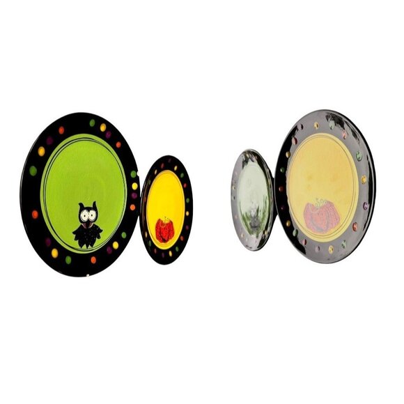 VTG Cracker Barrel Trick or Treat Snack Plates Halloween Owl Jack O Lantern READ - Picture 6 of 12